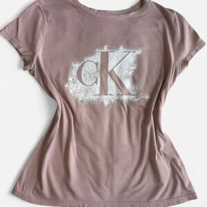 Calvin Klein Jeans Women M Casual Graphic T-Shirt Pink/White
